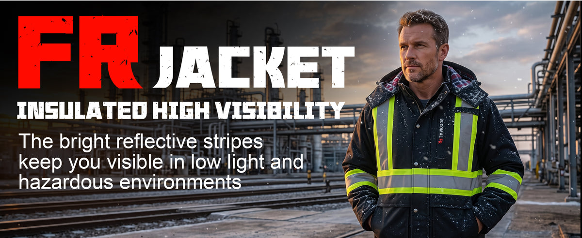 10 oz High Visibility Heavy Duty Reflective Coat FR Jacket
