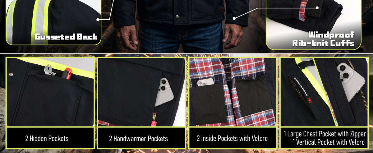 10 oz High Visibility Heavy Duty Reflective Coat FR Jacket