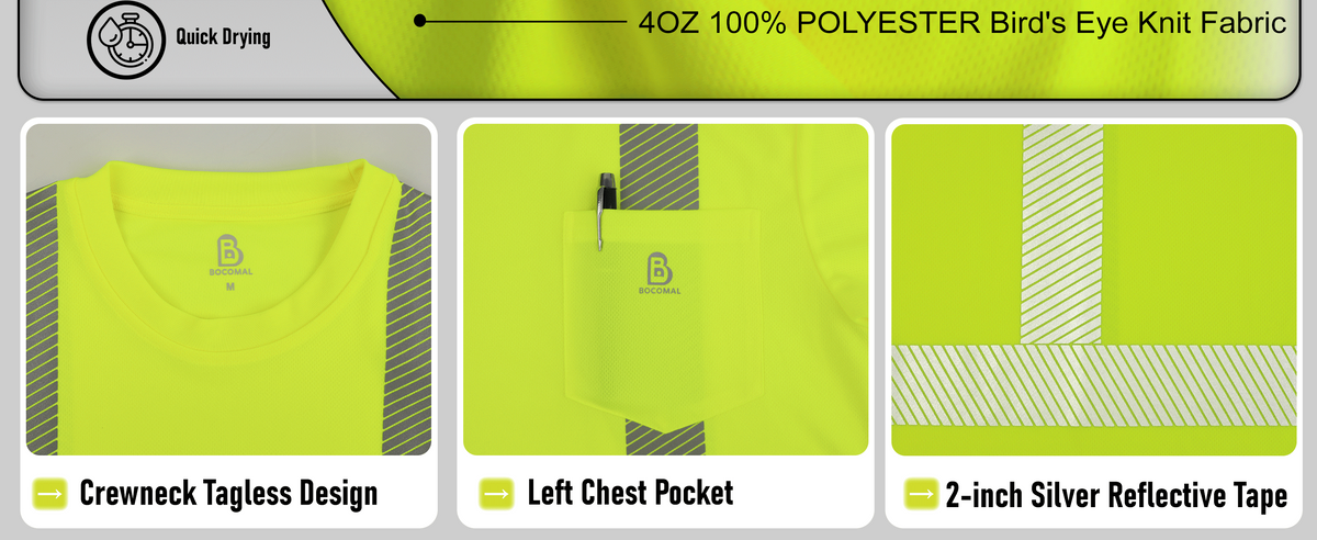 4OZ High Visibility Reflective Breathable Safety Work Tee (NON-FR)- TS132B