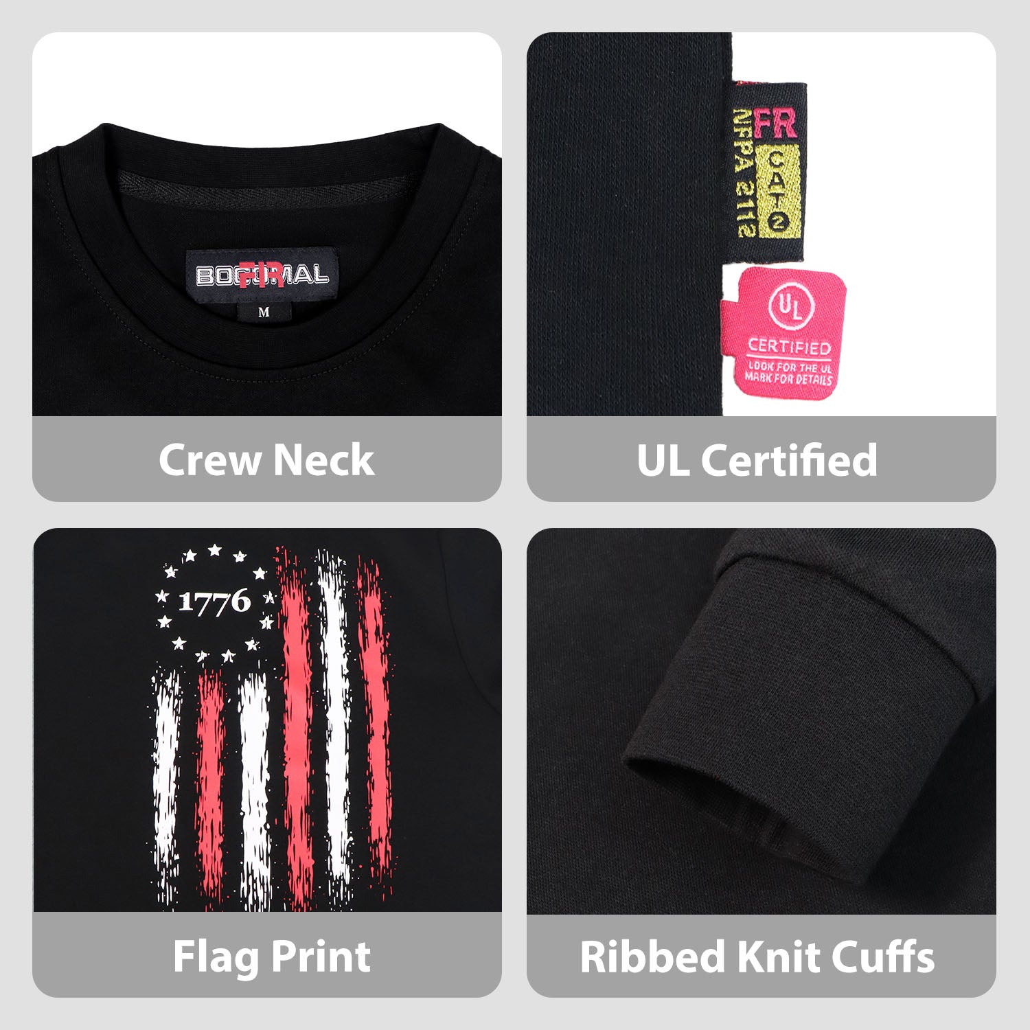 7OZ Midweight FR Flag/Skull Print Henley T-Shirts -D1203-002