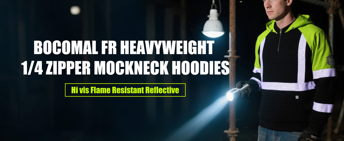 12OZ Heavyweight Cotton Fleece Reflective FR Hi-Vis Hoodies-8931HV