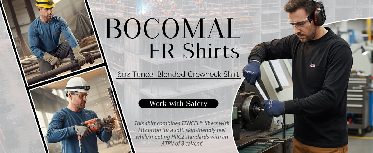 6OZ Crewneck Cotton Tencel Heather Blended FR Work T-Shirt - A335