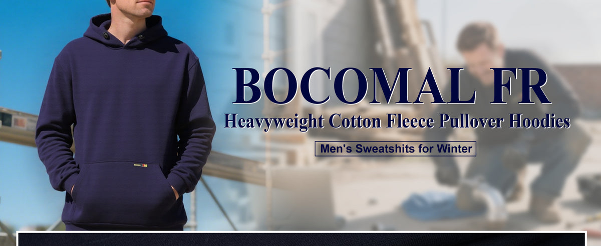 14OZ Heavyweight Cotton Fleece FR Hooded Sweatshirts-2619