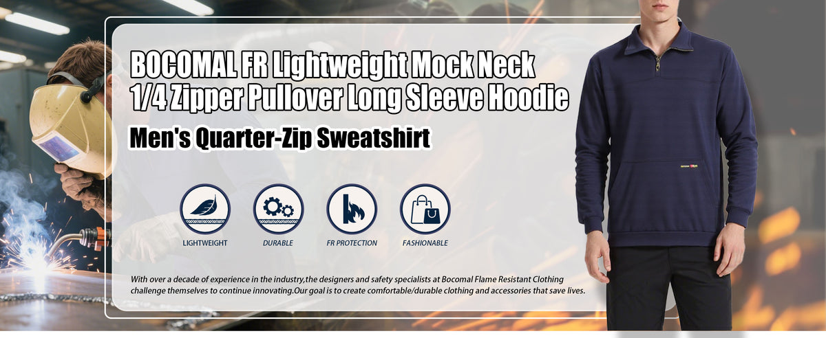 7.5OZ Midweight Non-Fleece Mock Neck FR Sweater Shirts-9013