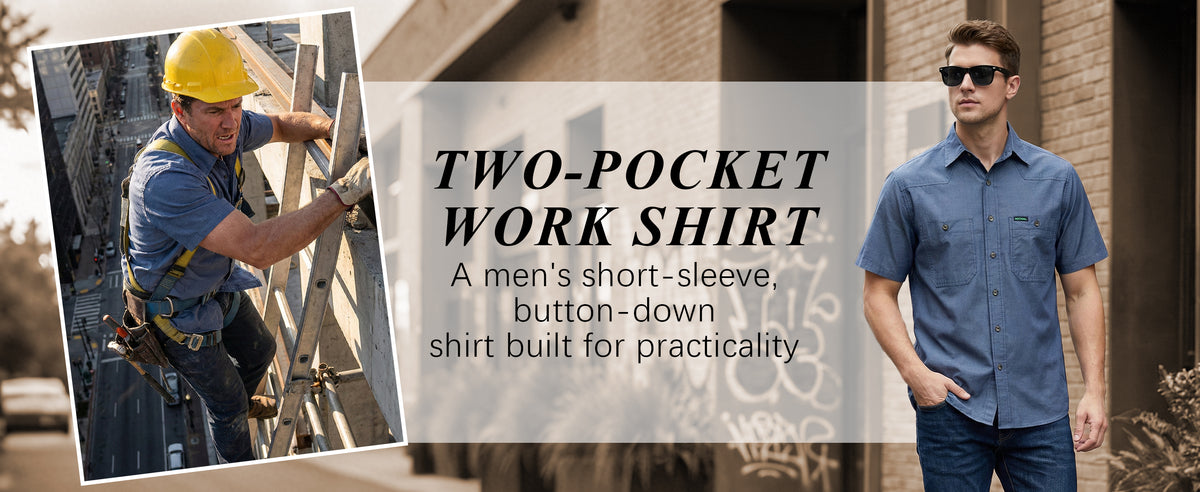 5OZ Men's Short Sleeve Button Down Work Shirts （NON-FR）- SH041K