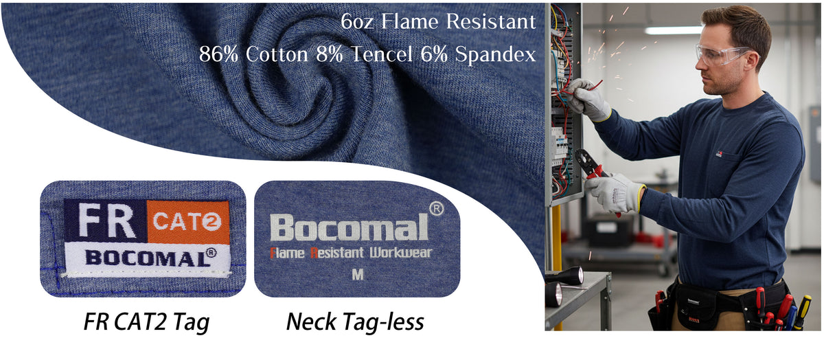 6OZ Crewneck Cotton Tencel Heather Blended FR Work T-Shirt - A335