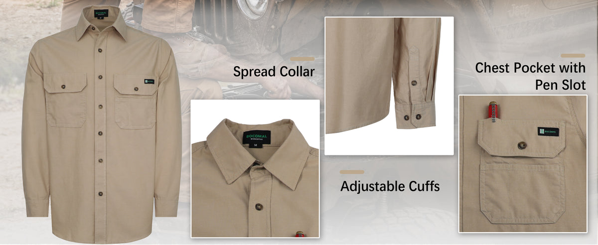 Men's Lightweight 100% Cotton Chambray Work Shirts (NON-FR)-SH041J