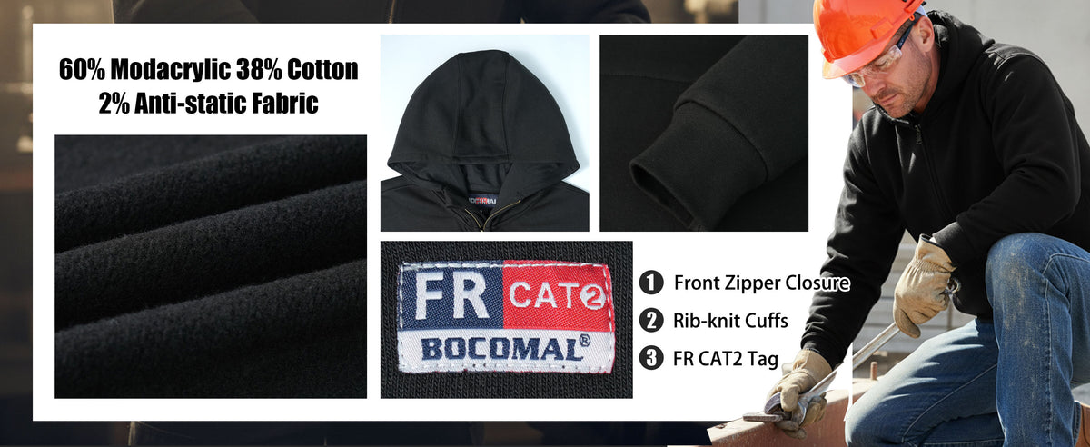 12.5OZ Heavyweight Permanent FR Modacrylic Cotton Hooded Sweatshirts-9634/9534