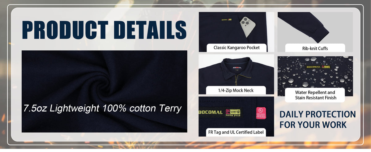 7.5OZ Midweight Non-Fleece Mock Neck FR Sweater Shirts-9013