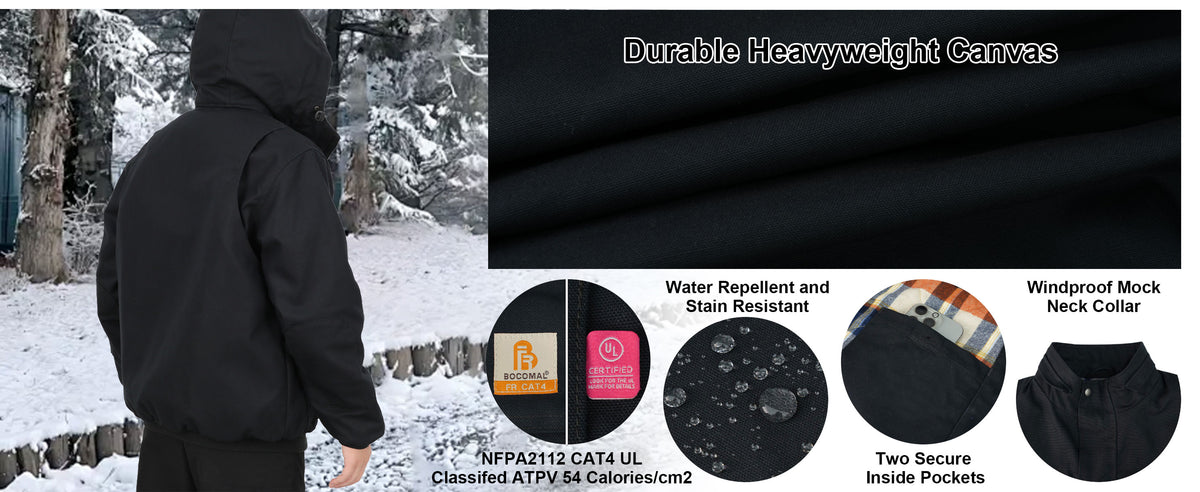 FR Jacket Insulated Heavyweight Canvas Flannel Lined,Detachable Hood -8804