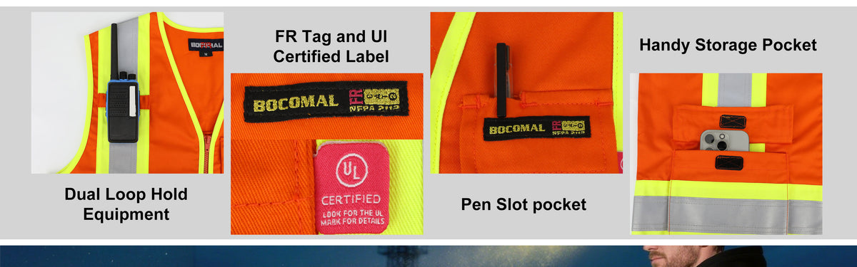 7.5OZ 4”Tape Hi Vis FR Zipper Vest-3402HV