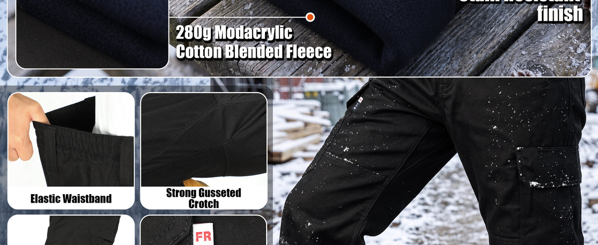 Men’s FR Heavyweight Fleece Lined, Relax Fit Double Front Knee Utility Cargo Pants- 5901F -1801F