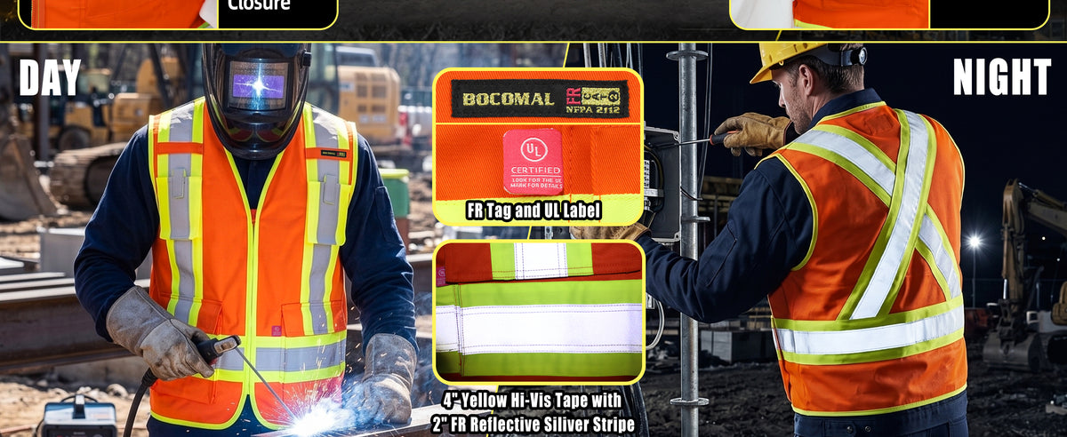 7.5OZ FR Hi Vis Zipper 4”Tape Safety Vest - B901HV