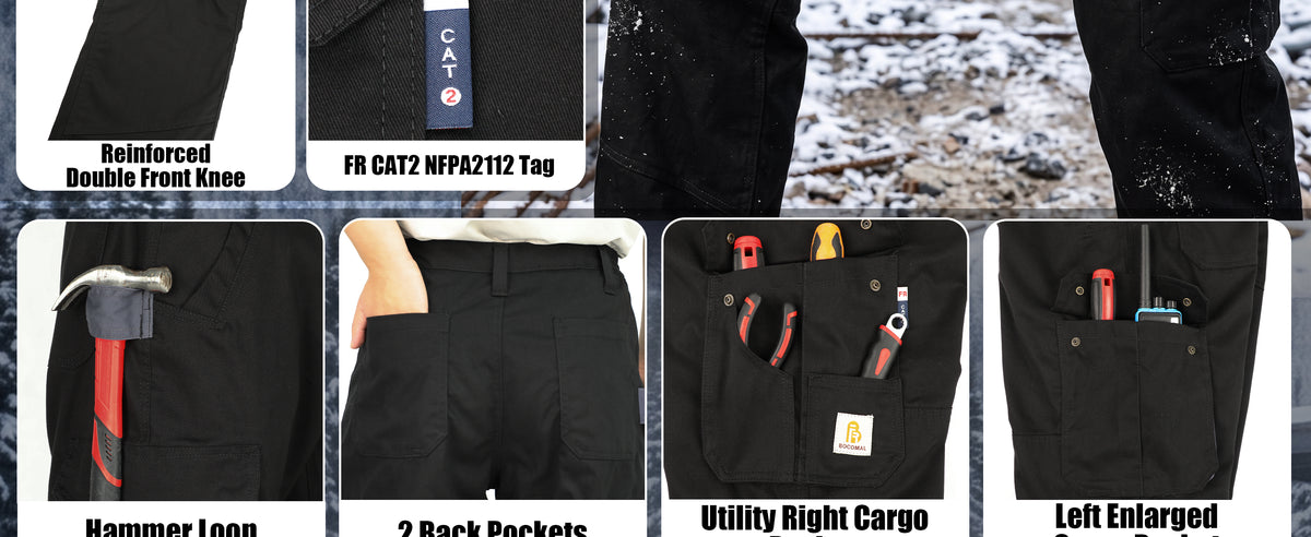 Men’s FR Heavyweight Fleece Lined, Relax Fit Double Front Knee Utility Cargo Pants- 5901F -1801F