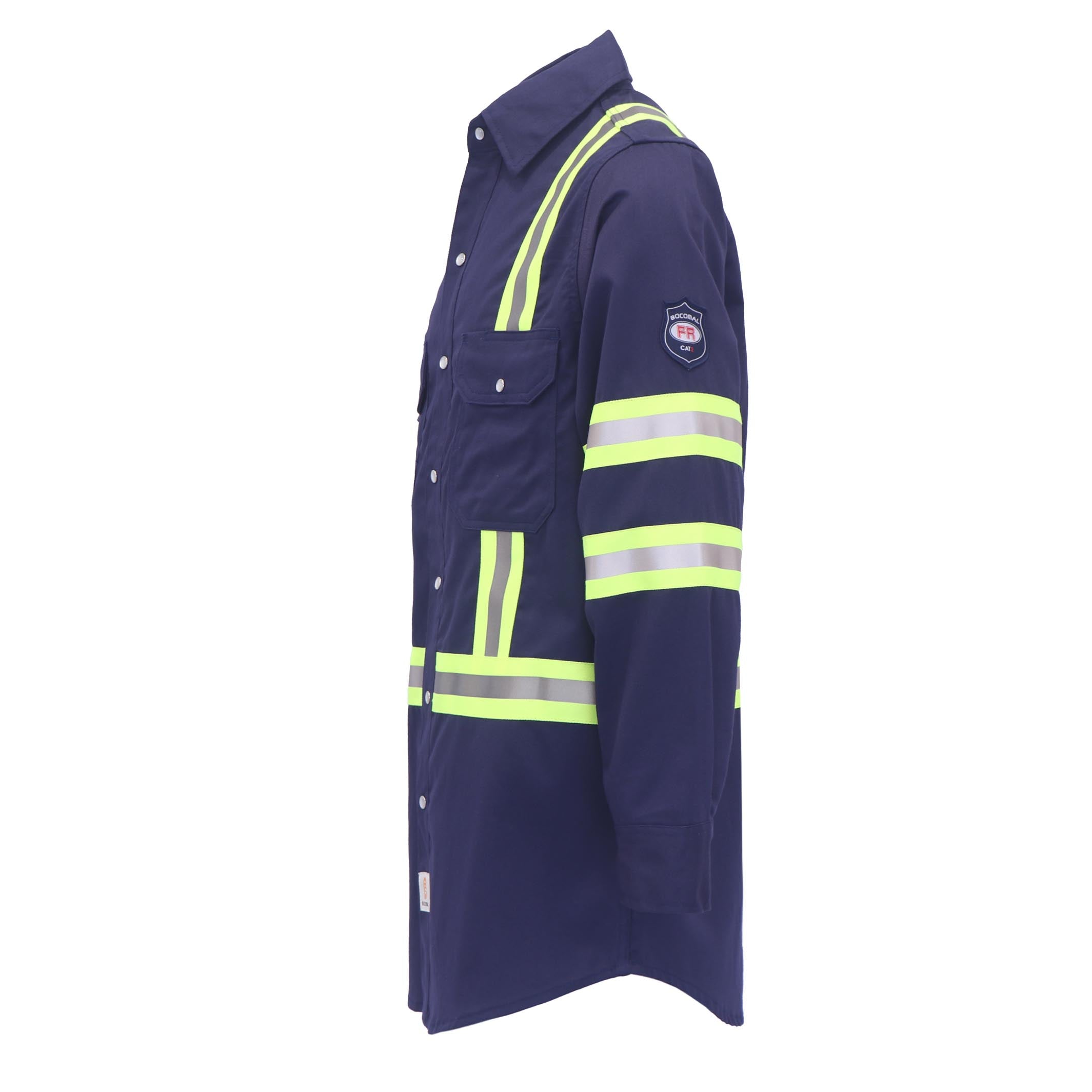 7.5OZ FR Hi Vis Reflective Shirts with Pearl Snap/Type O CLASS 1-0802