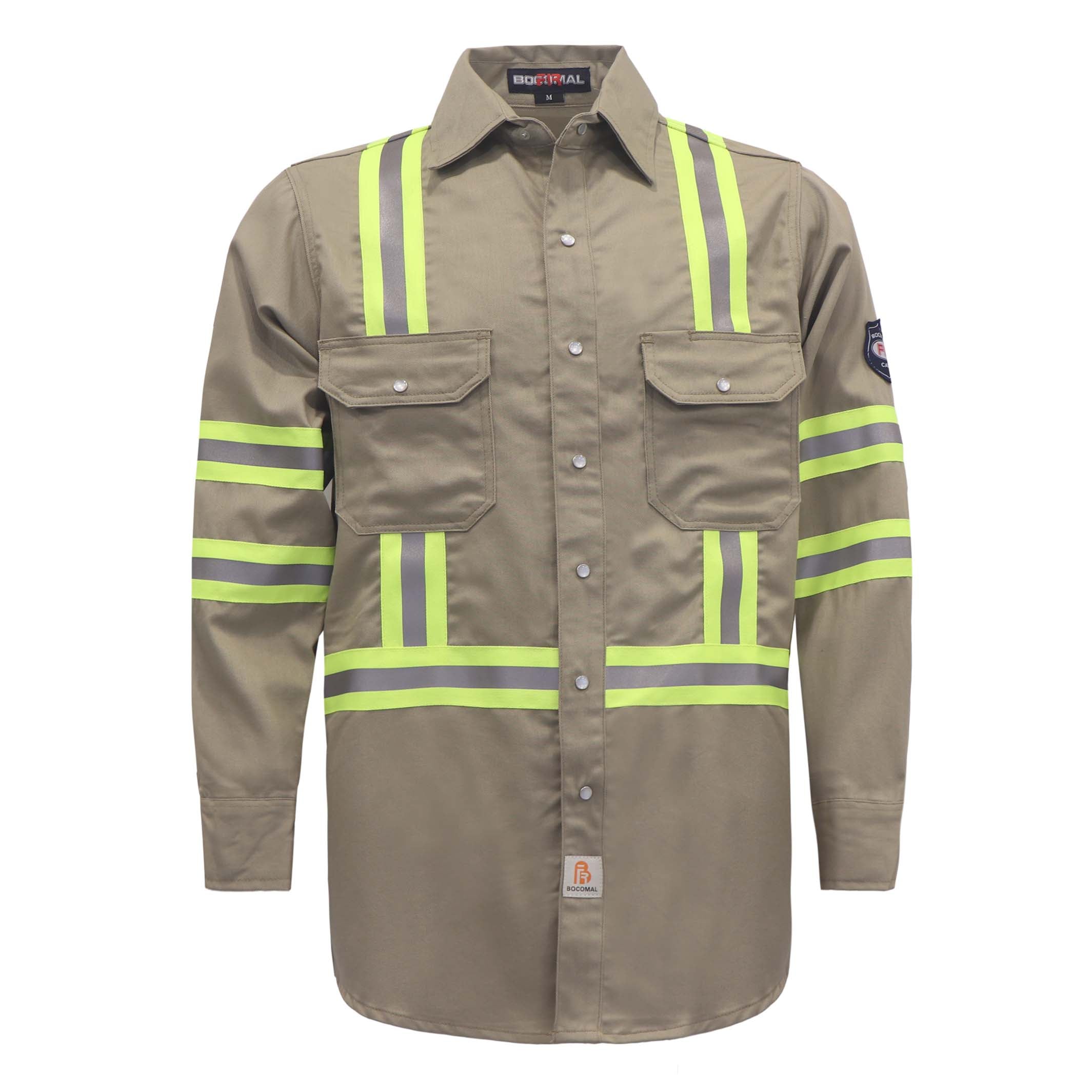 7.5OZ FR Hi Vis Reflective Shirts with Pearl Snap/Type O CLASS 1-0802