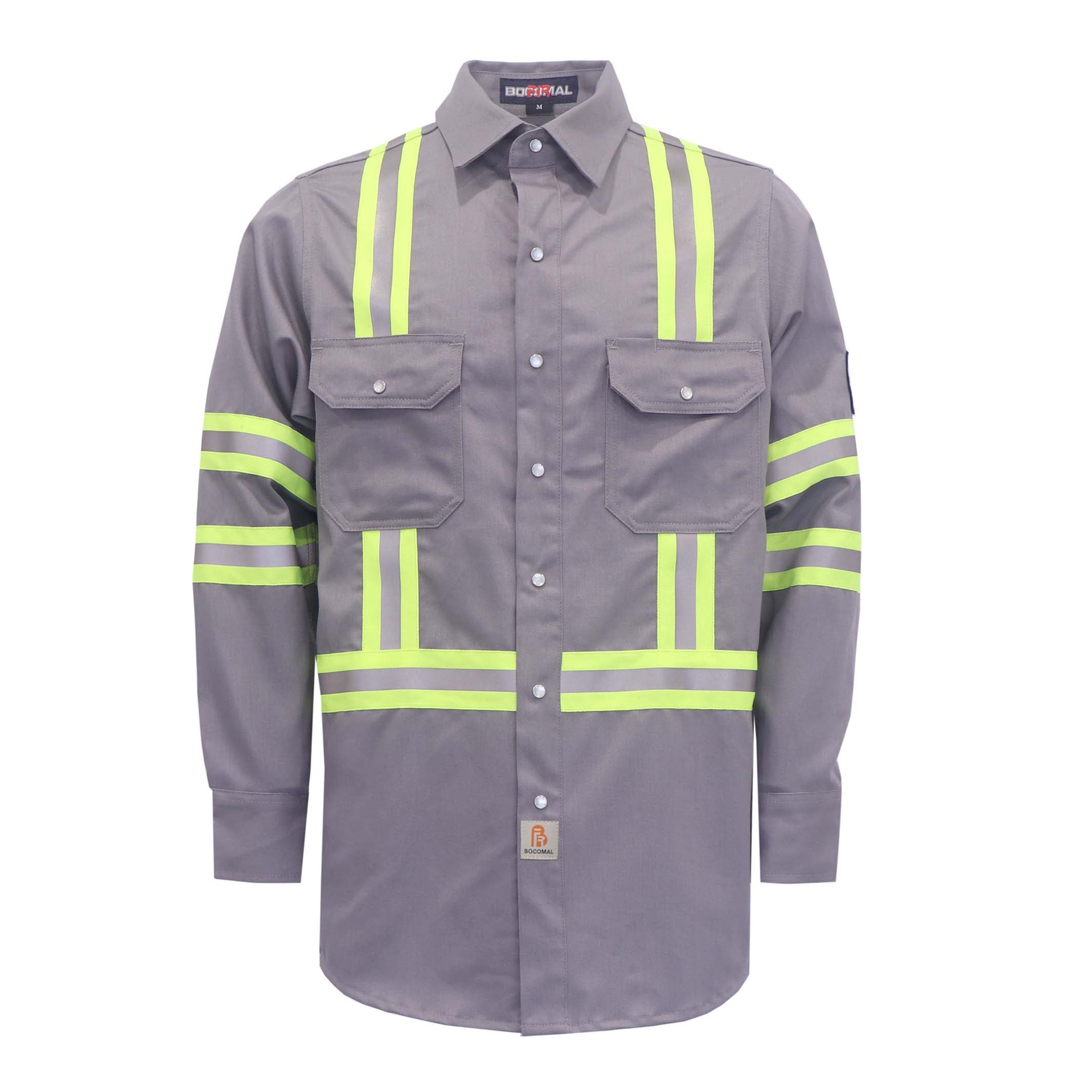 7.5OZ FR Hi Vis Reflective Shirts with Pearl Snap/Type O CLASS 1-0802